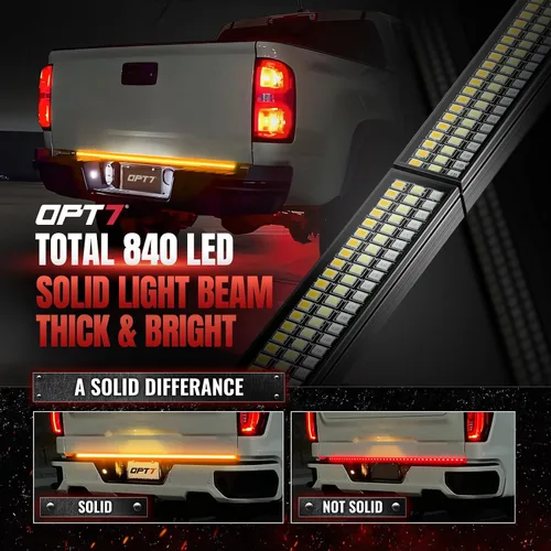 Miniatura 7 de OPT7 48" Barra de luz LED Redline Parlux de triple fila para puerta trasera con señal direccional ámbar secuencial, marco de aluminio rígido – Solo