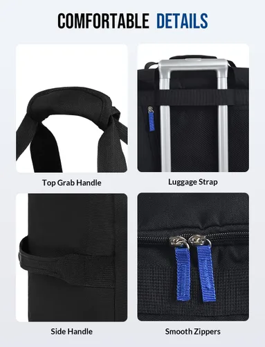 Miniatura 7 de Bolsa de gimnasio con compartimento para zapatos, bolsa de viaje deportiva 3 en 1, mochila de viaje para fin de semana con bolsillo húmedo, Negro