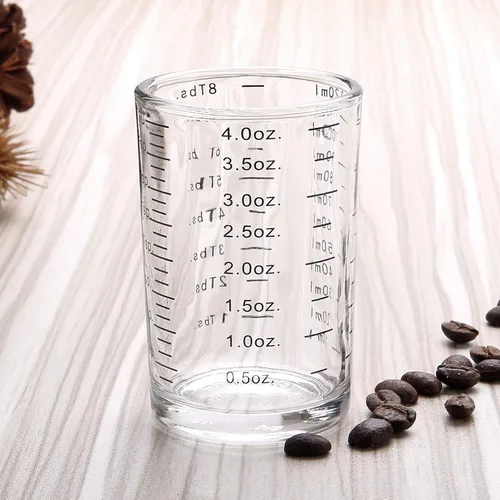 Miniatura 4 de BCnmviku Vaso medidor, vaso de chupito, 4 onzas/4.1 fl oz, líquido pesado, vaso de vidrio de alta expreso, línea negra (1, negro)