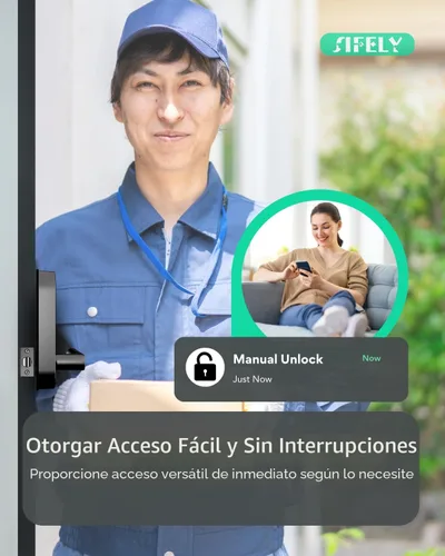Miniatura 7 de Cerradura de puerta inteligente con teclado de entrada sin llave con asa y perilla, cerrojo digital para puertas delanteras, dormitorios, oficinas e