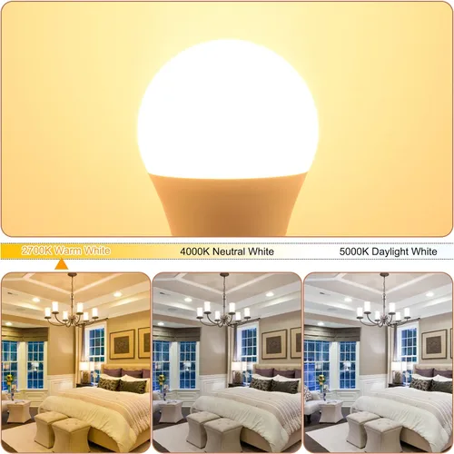 Miniatura 3 de comzler Bombillas LED A15 equivalentes a 60 W, blanco cálido 2700 K, bombilla redonda LED de base pequeña E12 para ventilador de techo, no 2700K