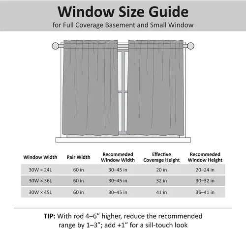 Miniatura 8 de Home Queen Cortinas de baño repelentes al agua para ventana pequeña, cortinas cortas de media ventana, bolsillo para barra de 2 pulgadas, 30