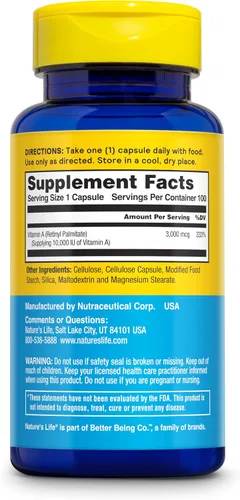Miniatura 2 de Nature's Life Vitamina A 10,000 UI 100 ct