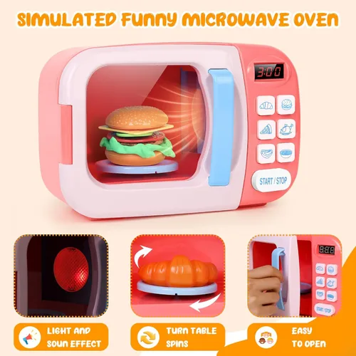 Miniatura 2 de Juego de cocina para microondas con sonido ligero para niños con comida falsa y arcilla de masa de juego de 6 colores, ideal para niños pequeños