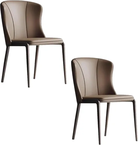 Miniatura 13 de Juego de sillas de comedor de 1/2/4, sillas laterales de cocina tapizadas de cuero, silla de comedor con patas de metal, silla de negociación sin