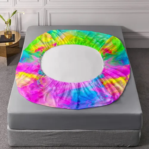 Miniatura 3 de AILONEN Sábana Bajera Ajustable con Tie Dye Tamaño Twin, Sábanas de Cama Coloridas de Estilo Hip-hop Superior para Niñas Adolescentes Niños, Juego