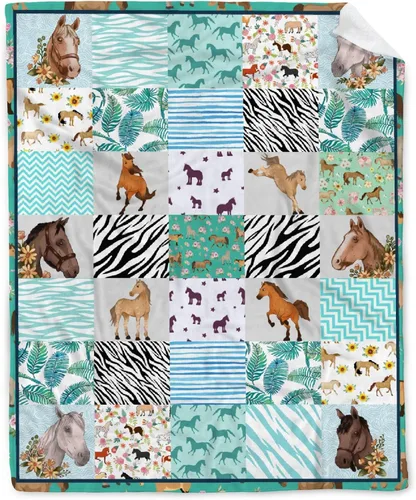 Manta de caballo, regalo para niñas de 10 a 12 años, mujeres, adolescentes, manta de franela de forro polar, manta decorativa de caballos, manta de