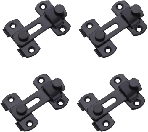Pestillo para puerta de granero, paquete de 4 pestillos para puerta, pequeños, negros, deslizantes, puertas deslizantes, para gabinete de vino,