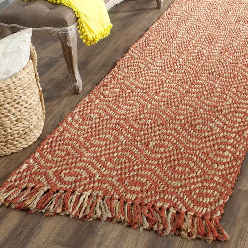 SAFAVIEH Natural Fiber Collection NF445A - Alfombra de pasillo de 2 pies 6 pulgadas x 8 pies, color óxido, hecha a mano con flecos, ideal para zonas