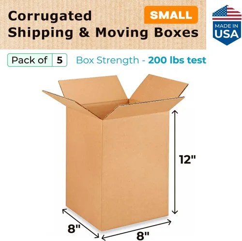 Miniatura 2 de Cajas pequeñas de mudanza y envío de 8 x 8 x 12 pulgadas (paquete de 5) – Extra resistentes 200 libras frente a las regulares – Cajas de embalaje