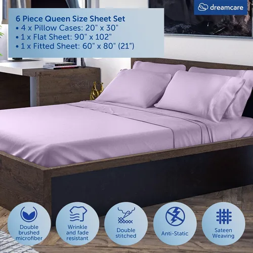 Miniatura 443 de DREAMCARE Juego de sábanas Queen – 6 piezas Sábanas de enfriamiento – hasta 15” Sábanas profundas tamaño Queen – Colección 2500 Supreme – Extra 03