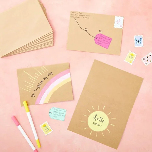 Miniatura 5 de Best Paper Greetings Papel kraft marrón A7 en blanco y sobres para hacer tarjetas, 5 x 7 pulgadas y 5.25 x 7.25 pulgadas, paquete de 50