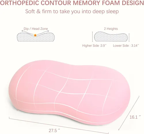 Miniatura 6 de Almohada cervical de espuma viscoelástica: almohadas cervicales para aliviar el dolor de dormir - Almohada ergonómica para el dolor de cuello y Negro
