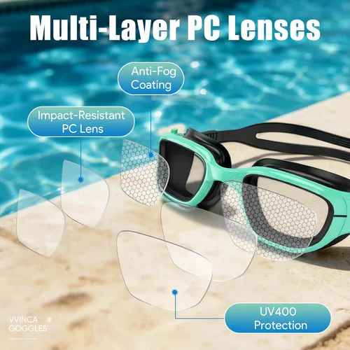 Miniatura 3 de Vvinca Gafas de natación para niños, gafas de natación para niños pequeños de 3 a 14 años, protección UV antivaho sin fugas, gafas de piscina