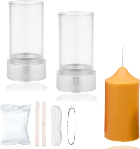 Miniatura 10 de MILIVIXAY 2 moldes para velas de pilar: altura: 3.0 pulgadas, diámetro: mechas de 2.0 a 30 pies de largo, 2 soportes para mechas, un sellador
