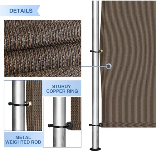 Miniatura 5 de E&K Sunrise - Cubierta de sombra para pérgola de 8 pies de ancho x 12 pies de largo, con varillas con peso y ojales, cubierta de repuesto para toldo