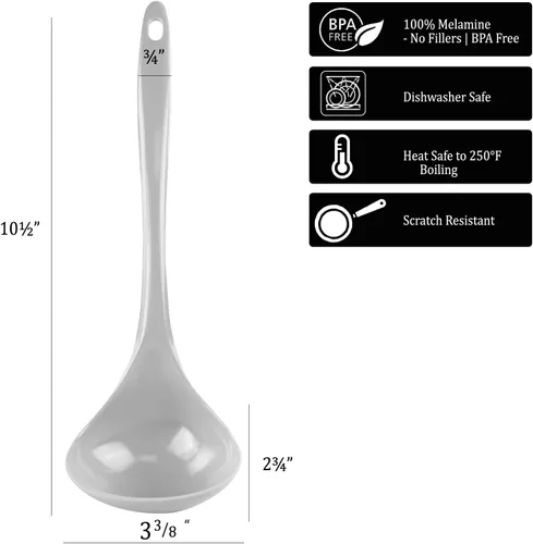 Miniatura 5 de Reston Lloyd Cucharón de melamina para sopa de cocina, utensilio de alta calidad con mango ergonómico resistente al calor, plástico duradero sin Rojo