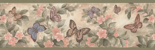 Miniatura 2 de Brewster 137B38633 - Borde de pared con diseño de mariposas, color amarillo