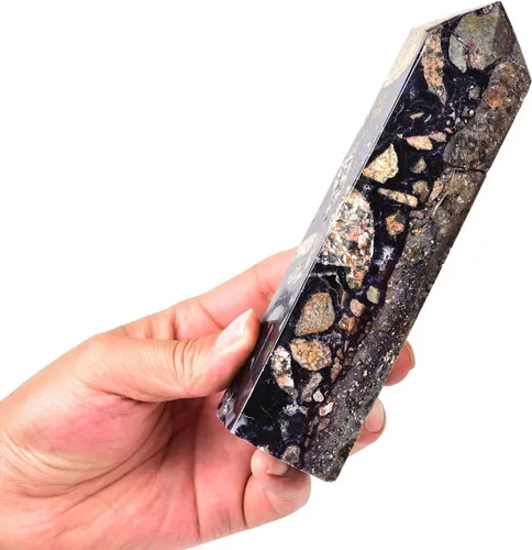 Miniatura 10 de AMOYSTONE Varita de obelisco hexagonal septario natural, torre de cristal curativo, 6 caras, pulida de 1.7 a 2 libras para reiki, chakra, regalos