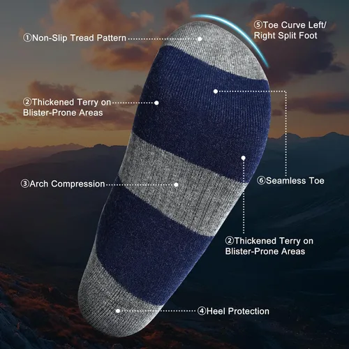 Miniatura 18 de innotree 3 Pack Men's Merino Wool Hiking Socks, Micro Crew Cushioned Hiking Walking Thermal Moisture Wicking Trekking Socks