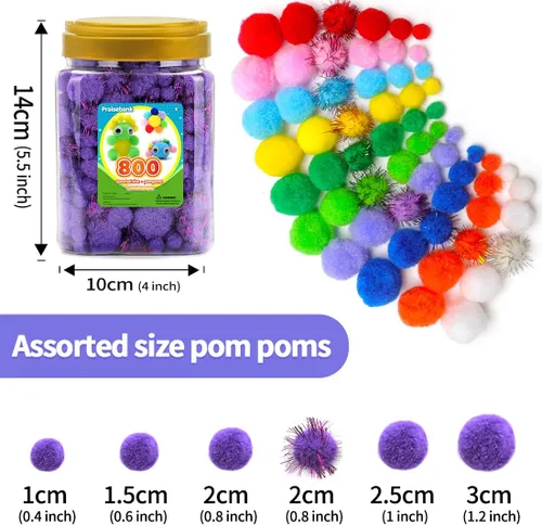 Miniatura 40 de Praisebank Pompones rojos, 90 unidades, 1.5 pulgadas, perfectos para artes y manualidades