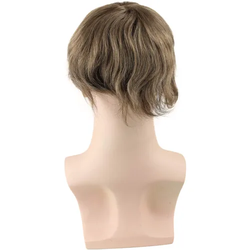Miniatura 5 de Voloria Toupee - Pieza de cabello para hombre, sistema de reemplazo de cabello humano virgen 100% europeo, 10 x 8 pulgadas, color marrón claro #18