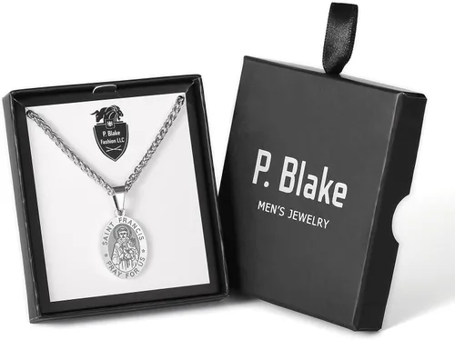 Miniatura 137 de P. BLAKE Collar ovalado de San Cristóbal, Miguel, José, Jude/Virgen María/José/Francisco/Patrick/Anthony/Benedict/Thomas para hombres y mujeres