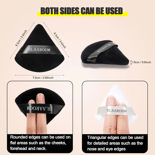 Miniatura 5 de 6 piezas de terciopelo de maquillaje de cara de triángulo suave para polvo suelto, polvo mineral, polvo corporal, base cosmética húmeda y seca