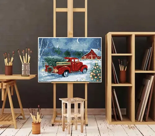 Miniatura 2 de Eiazuiks Pintura por números para adultos. Pintura de Navidad por números para adultos principiantes, pintura de dibujo con 3 pinceles, lienzo