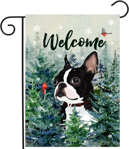 Miniatura 69 de Bandera de jardín floral Border Collie bandera de patio primavera verano bandera de patio flor perro banderas de jardín para exteriores pequeñas
