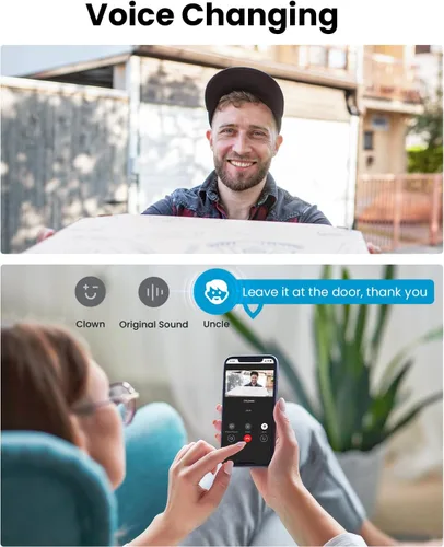 Miniatura 8 de ieGeek Timbre de puerta inalámbrico sin suscripción, visión ultra amplia HD 2K, detección de movimiento PIR conversación de 2 vías, timbre de video