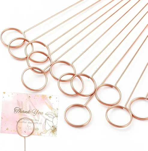 Miniatura 9 de Hotop 30 Piezas Soporte de Tarjetas Florales con Púas de Alambre de Metal para Tarjetas de Lugar, Soporte de 13.4 Pulgadas para Fotos y Notas, Clip