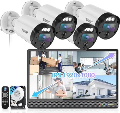 Miniatura 13 de Almacenamiento de 90 días y audio de 2 vías: sistema de cámara de seguridad con cable para exteriores, sistemas de cámara de seguridad con cable