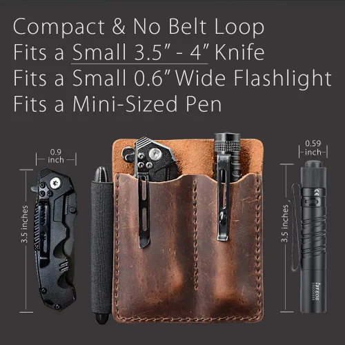 Miniatura 2 de Organizador de bolsillo de cuero EDC, funda deslizante de bolsillo, funda para cuchillo de bolsillo, portador EDC, con asa para bolígrafo