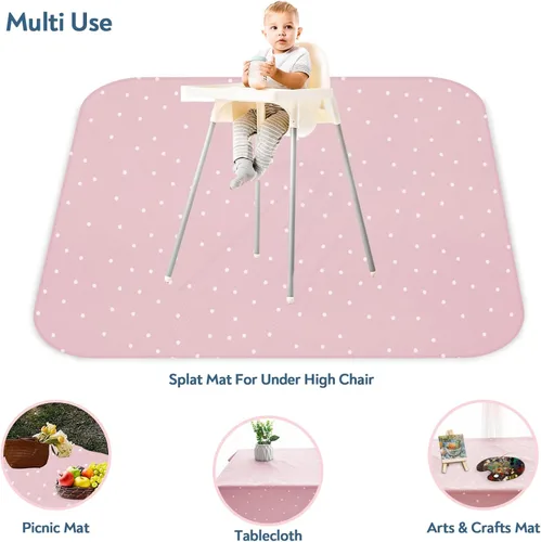 Miniatura 2 de Tapete de salpicaduras de bebé para debajo de la silla alta, paquete de 2, 42 x 42 pulgadas, tapete de salpicaduras para artes, manualidades