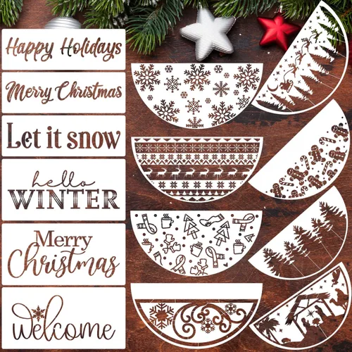 Miniatura 9 de Plantillas de Navidad para pintar sobre madera de 12" Plantilla de Feliz Navidad Plantillas de vacaciones Plantillas de dibujo para colgar