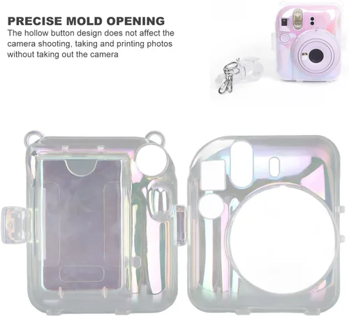 Miniatura 3 de Funda transparente para mini 12 instantáneos, cámara de película con capacidad para 10 películas en la parte posterior y correa ajustable