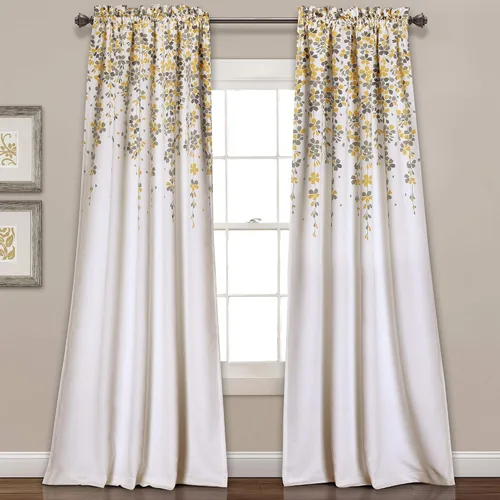 Miniatura 37 de Lush Decor Cenefa para ventana con filtro de luz, colección Weeping Flower, juego de cortinas, un par, 52" de ancho x 95" de largo + 2" de cabecera