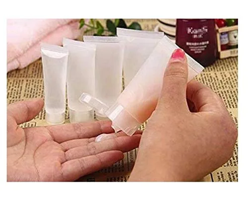Miniatura 4 de 10 piezas de plástico transparente vacío recargable de plástico suave para apretar, tapa abatible, botella cosmética para loción corporal