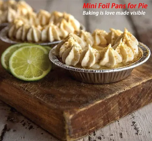 Miniatura 6 de Mini moldes de papel de aluminio de 4 pulgadas, 50 unidades, mini latas desechables para tartas, panaderías, cafeterías, restaurantes, mini moldes