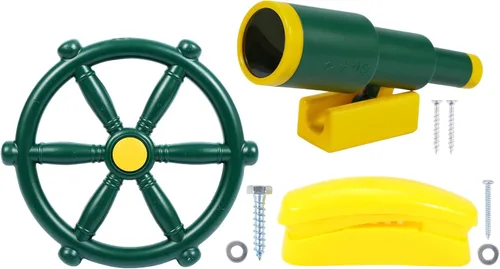 Miniatura 9 de RedSwing Accesorios para patio de recreo para niños, accesorios para columpios al aire libre con rueda de barco pirata, telescopio de juguete