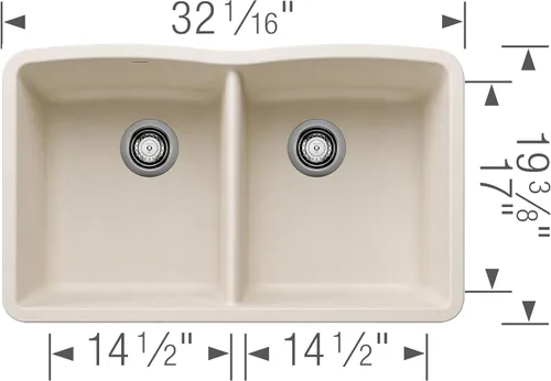 Miniatura 2 de BLANCO 440184 Diamond Silgranit 50/50 - Fregadero de cocina con doble tazón, 32 pulgadas, color antracita