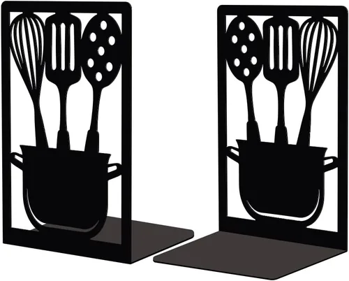 Miniatura 17 de Peacoblue Sujetalibros de Metal para Estantes, Soporte Moderno Decorativo de Servicio Pesado para Libros de Estudio para Oficina, Escritorio