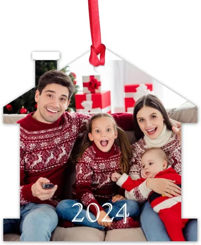 Miniatura 14 de Adornos de Navidad personalizados de doble cara con foto, adorno de Navidad personalizado 2025, adornos de corona de Navidad personalizados