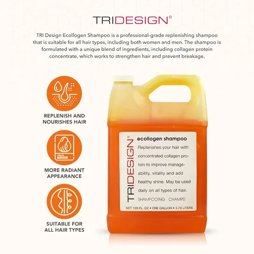 Miniatura 3 de TRIDESIGN Ecollogen Shampoo - Champú reabastecedor para el cabello para hombres y mujeres, productos para el cuidado del cabello con concentrado