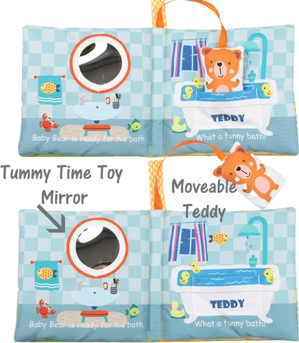 Miniatura 3 de Bebe Mondo Juguete de oso de peluche con espejo, libro suave para bebés de 0-3-6-12 meses, juguete sensorial para el desarrollo infantil, regalos