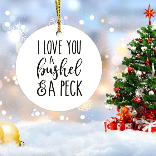 Miniatura 5 de Adorno de Navidad con texto en inglés "I Love You A Bushel & A Peck", adornos conmemorativos personalizados, adornos conmemorativos tradicionales
