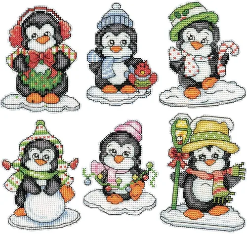 Miniatura 2 de Design Works Crafts 2286 Pingüinos en hielo, 3-1/2 pulgadas cada kit de adorno de punto de cruz, pingüinos sobre hielo