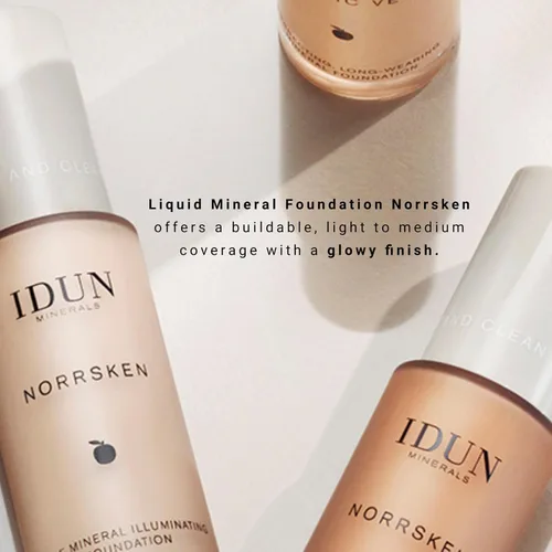 Miniatura 3 de IDUN Minerals Base líquida Norrsken – Cobertura suave y sedosa – Acabado luminoso y húmedo para piel seca y opaca – Maquillaje vegano y resistente