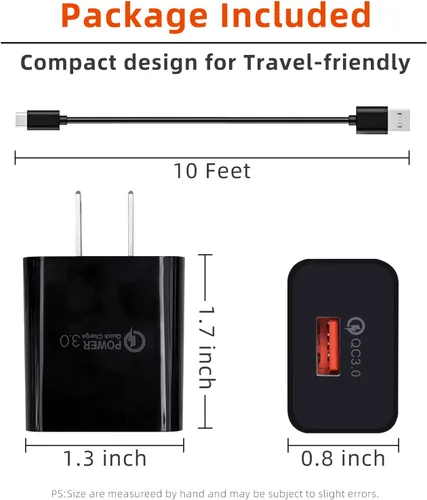 Miniatura 5 de Cable de carga tipo C QC3.0 de 10 pies y 18 W para Samsung Galaxy Tab A9, A9+ Plus, Galaxy Tab S6 Lite, Tab A7 10.4 pulgadas, A7 Lite 8.7 pulgadas